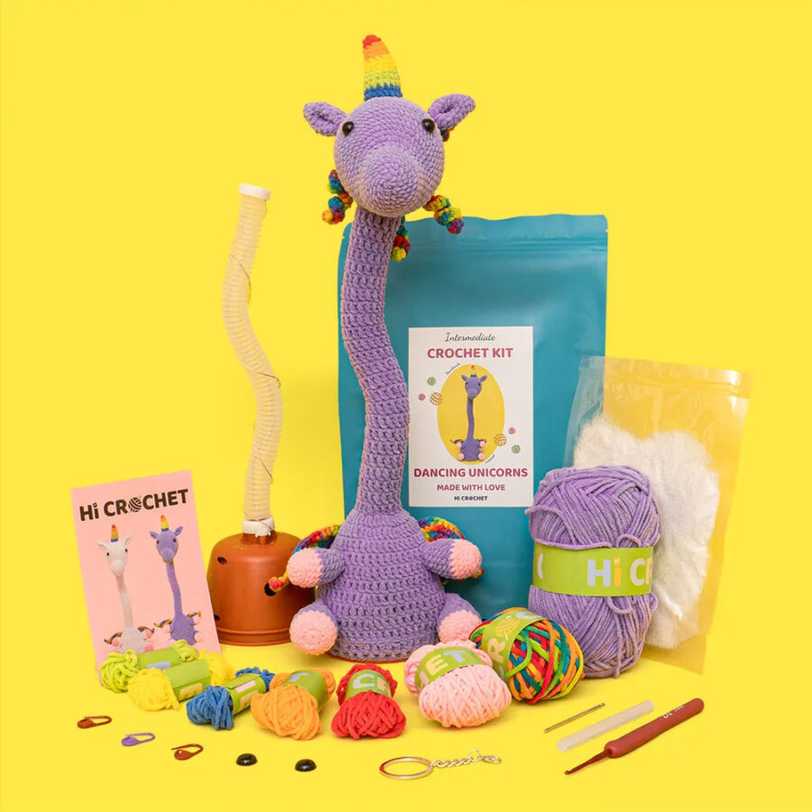 Dancing Unicorn Animal Can Sing and Dance Cute Crochet Kit-Purple - Image 2