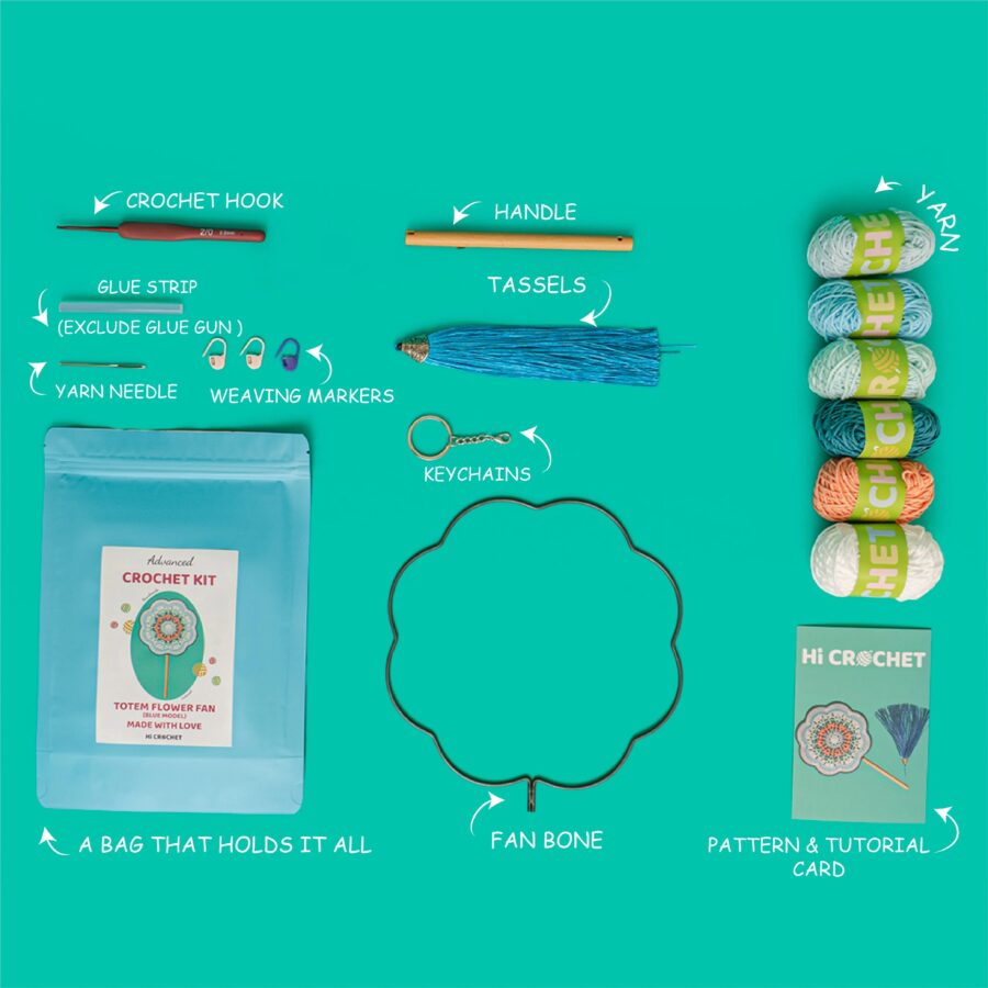 Light Blue Totem Fan Crochet Kit - Image 8