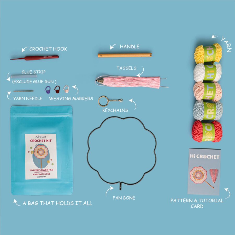 Pink Totem Fan Crochet Kit - Image 7