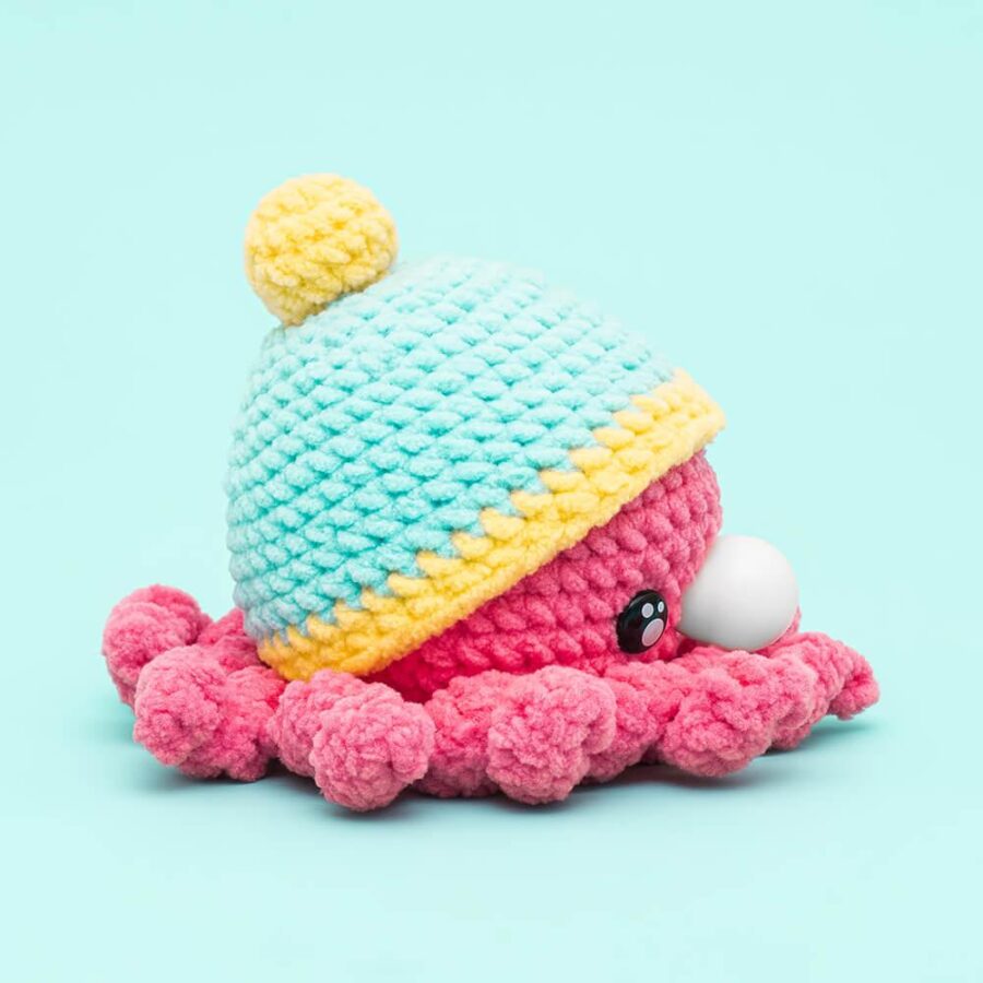 Bubble Octopus Crochet Kit-Rose Red - Image 3